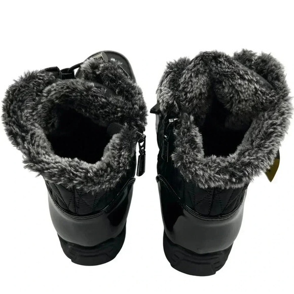 Khombu NWT Womens 8W Black Quilted Winter Boots Faux Fur Lining K Comfort - Picture 7 of 16
